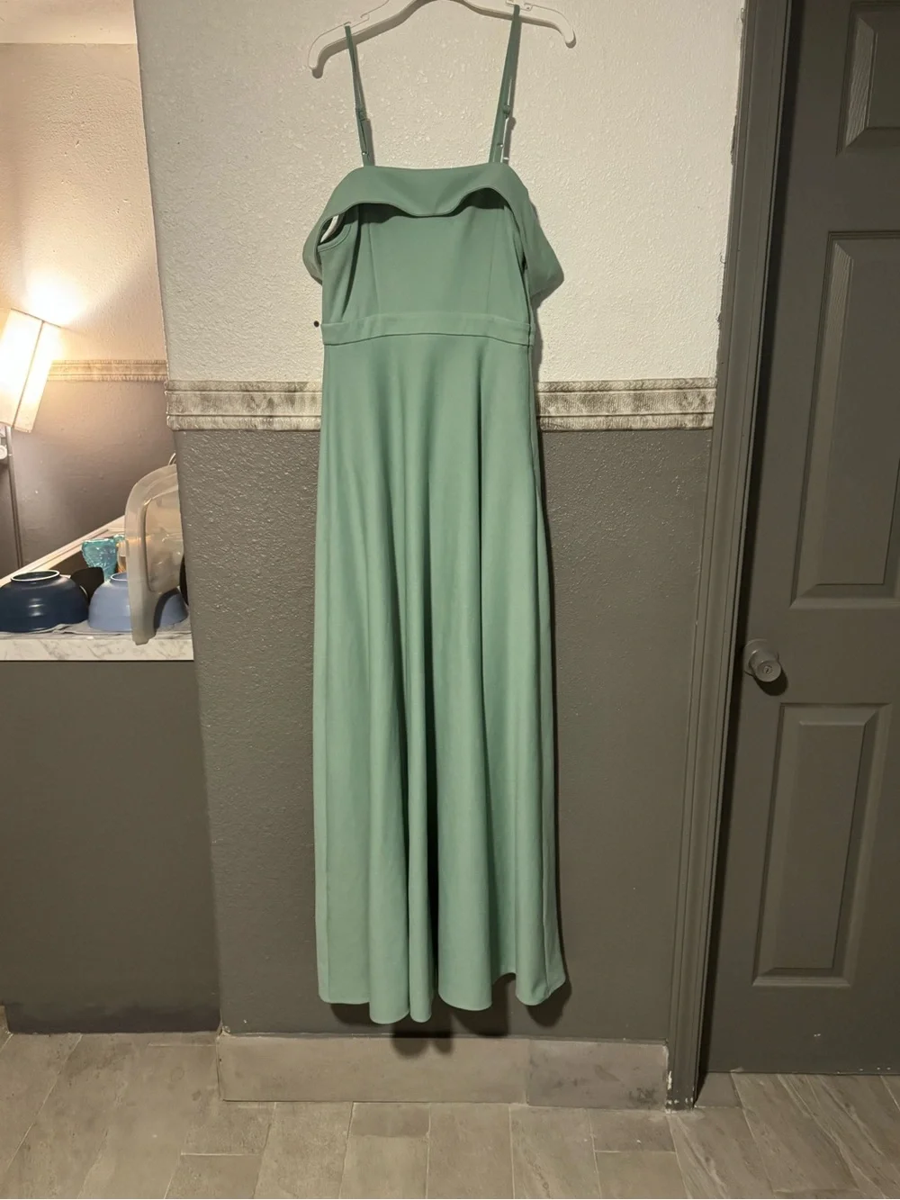 SHEIN Sage Green Maxi Fit-and-Flare Dress